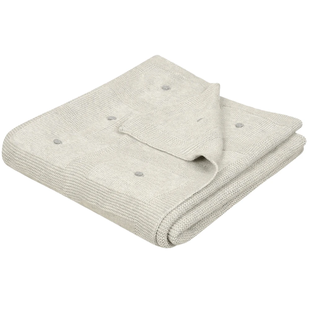 BabyMatex, bamboedeken met decoratieve bolletjes Accent, 80 cm x 100 cm, lichtgrijs