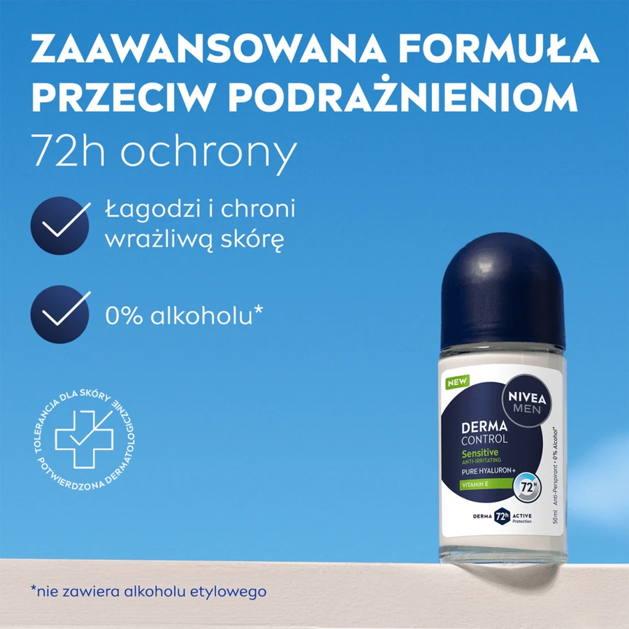 Nivea Men Derma Control Sensitive, antiperspirant, roll-on, 50 ml