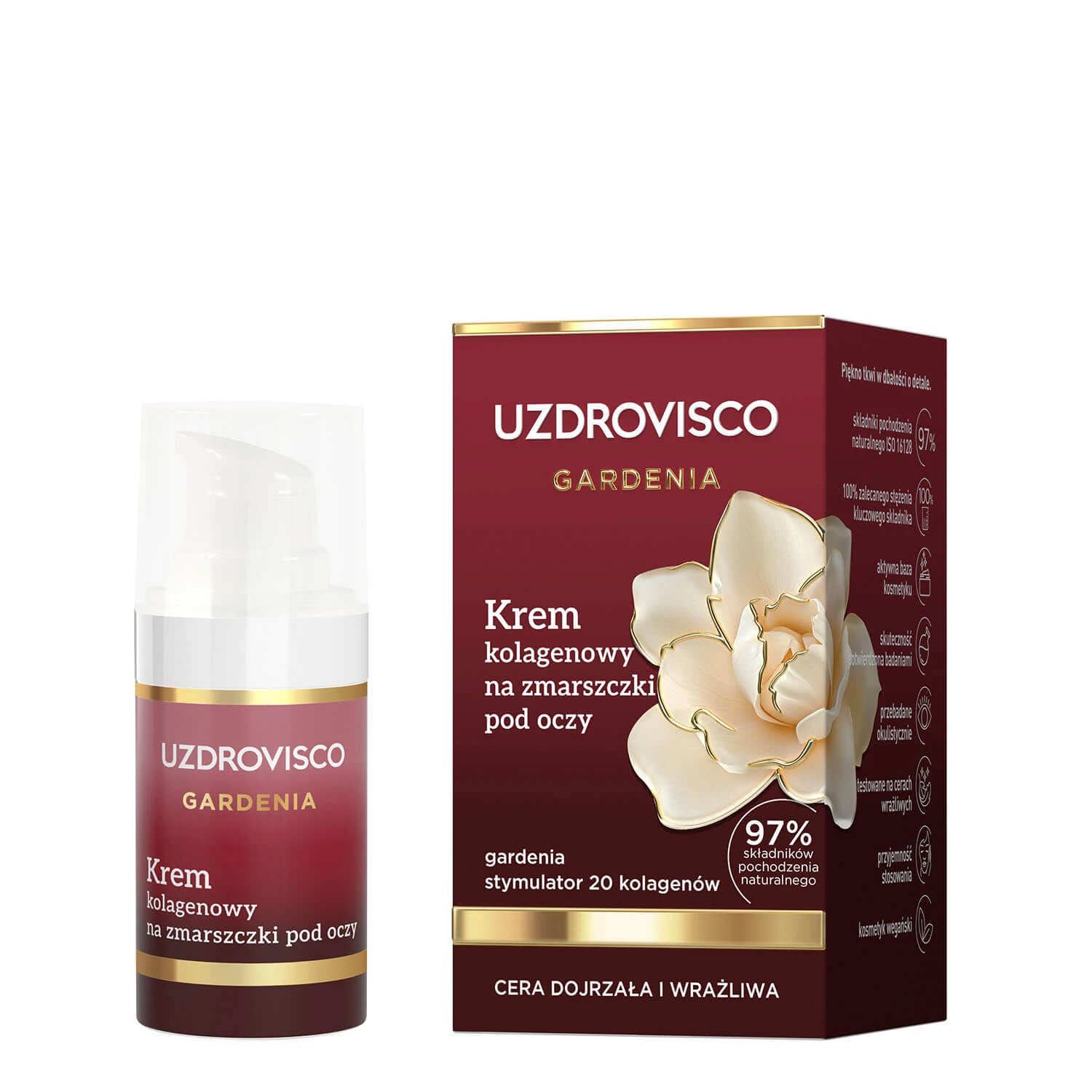 Uzdrovisco Gardenia, collageen oog rimpel crème, 15 ml