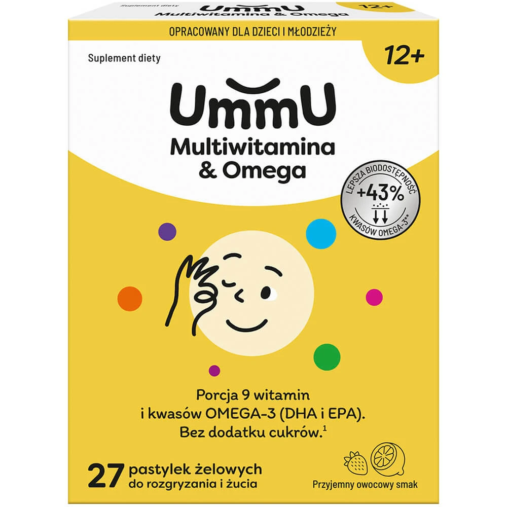 UmmU Multivitamine&Omega, voor kinderen vanaf 12 jaar, 27 kauwtabletten