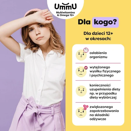 UmmU Multivitamin&Omega, para niños a partir de 12 años, 27 pastillas masticables