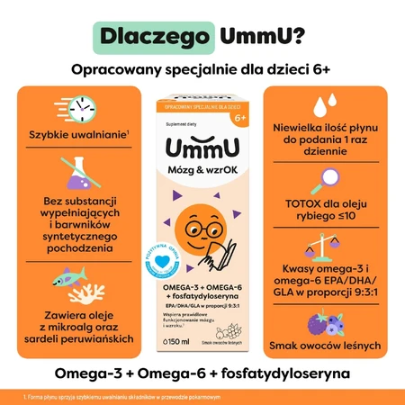 UmmU Brain & Brain, pentru copii de la 6 ani, lichid, 150 ml