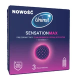 Unimil Sensation Max, latex condoms with tabs, 3 pieces