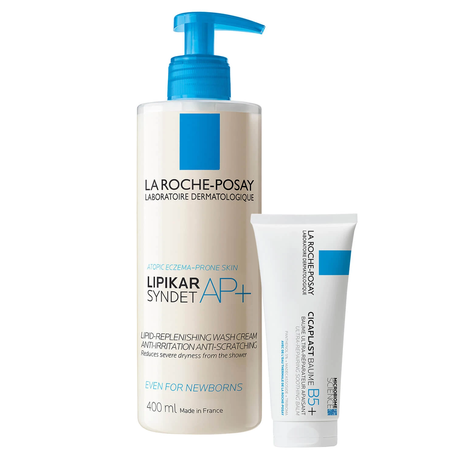 Set La Roche-Posay Cicaplast Baume B5+, verzachtende regenererende lotion, 100 ml + Lipikar Syndet AP+, wascrème voor het lichaam, vanaf de geboorte, 400 ml