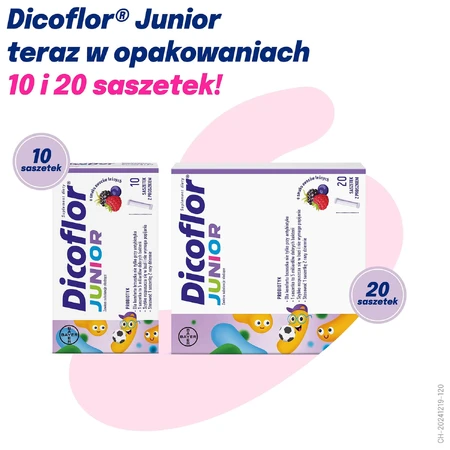 Dicoflor Junior, voor kinderen vanaf 3 jaar en volwassenen, bosvruchtensmaak, 20 sachets