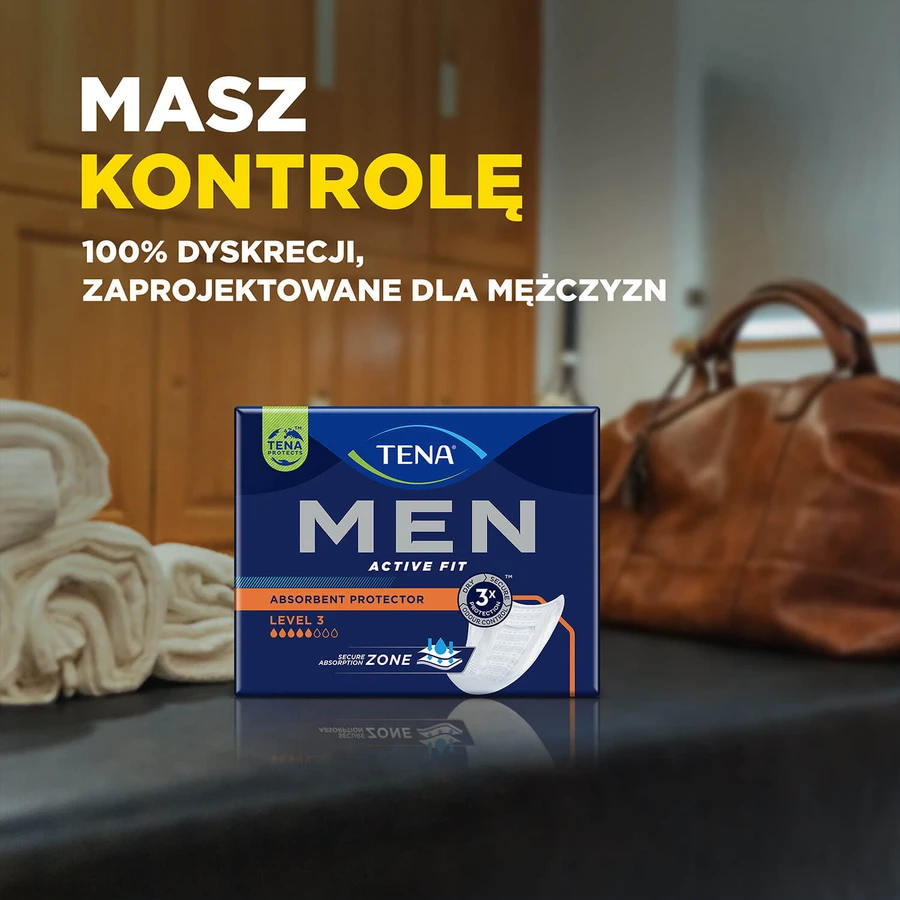 Set Tena Men Active Fit, anatomische inlegzolen voor heren, niveau 3, 2 x 20 stuks