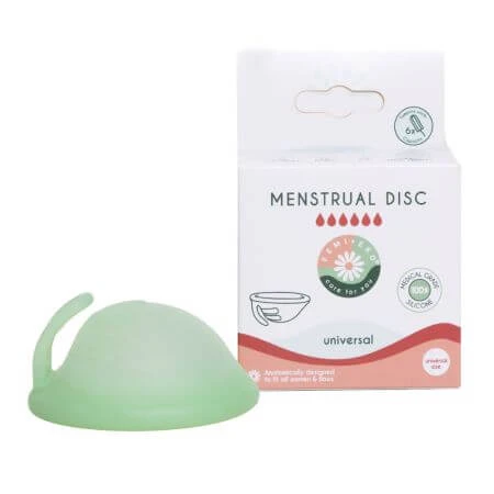 Herbruikbare menstruatieschijf, groene kleur, universele maat, 1 stuk, FemiEko