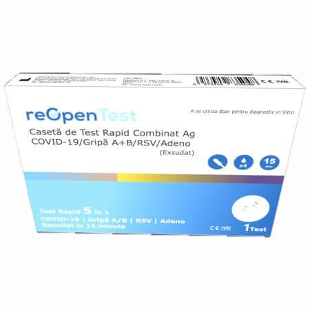 Sneltest voor Sars-Cov 2 Ag en Influenza A&B/RSV/ADENO 5 in 1 Combo Reopen, 1 stuk, Montana Med