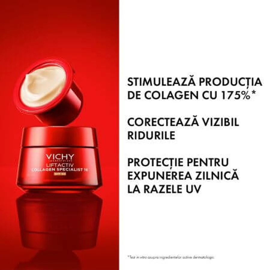 Vichy Liftactiv Colágeno Especialista 16 Crema de Día Antiarrugas FPS 50, 50 ml, Vichy