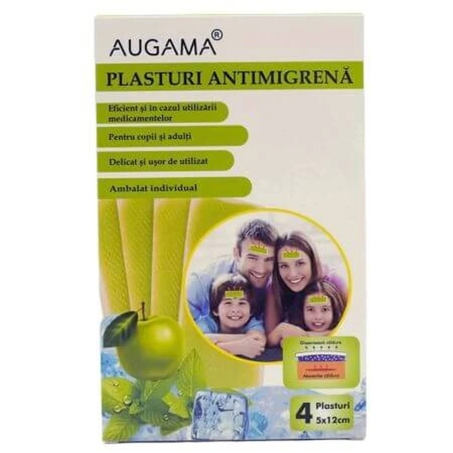 Augama anti-migraine pleisters, 5x12 cm, 4 stuks, Henan Kangdi Medical
