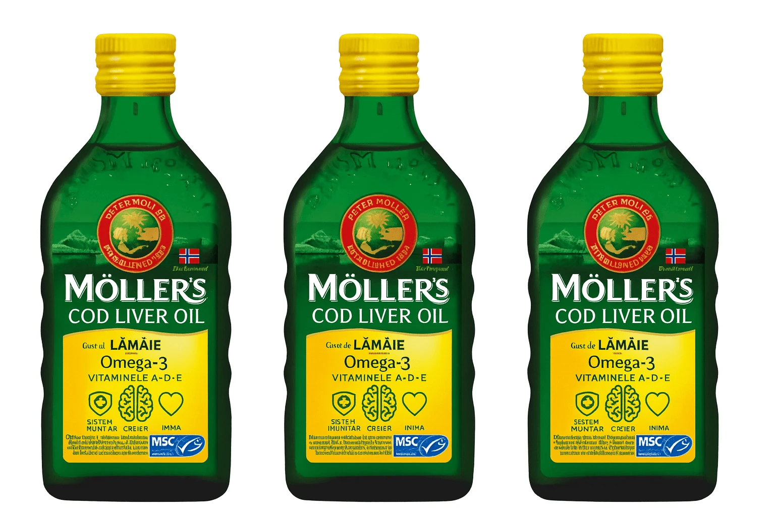 Möller's Omega 3 levertraan met citroensmaak, 3x250 ml