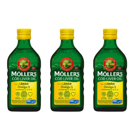 Möller's Omega 3 Lebertran, Nordic omega, Zitronengeschmack, 3x250 ml, Möller's