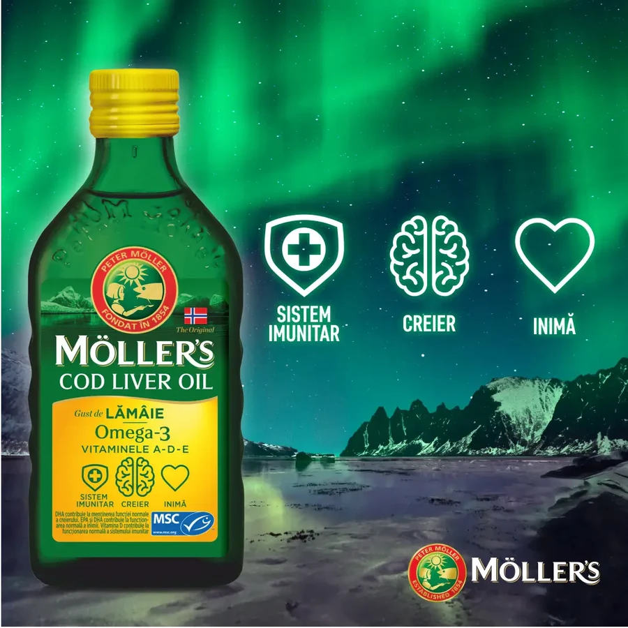 Möller's Omega 3 Lebertran, Nordic omega, Zitronengeschmack, 3x250 ml, Möller's