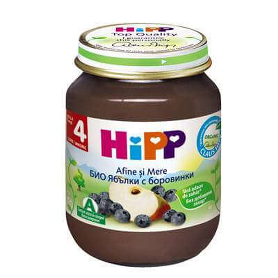 Piure Bio de afine si mere, +4 luni, 125 g, Hipp