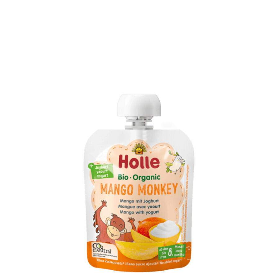 Biologische mangopuree met yoghurt Mango Monkey, 85g, Holle