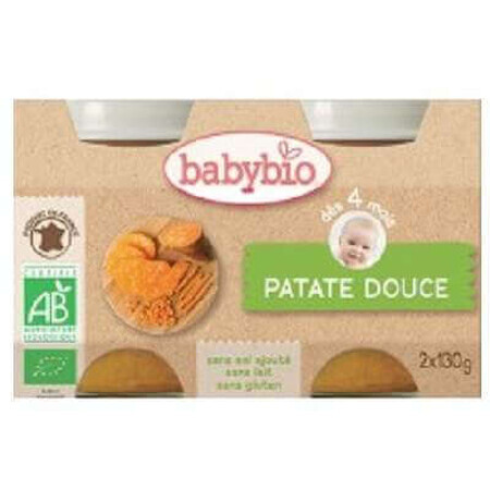 Purea di patate dolci biologiche, +4 mesi, 2x 130g, BabyBio