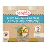 Biologische puree van erwten, aardappelen en zwarte vis, +8 maanden, 2x 200g, BabyBio