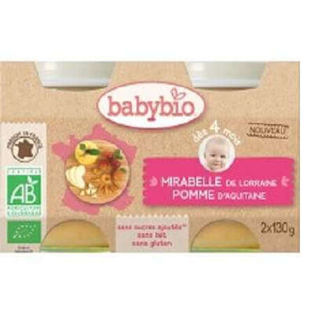 Purée de pommes et croûtons bio, +4mois, 2X130g, BabyBio