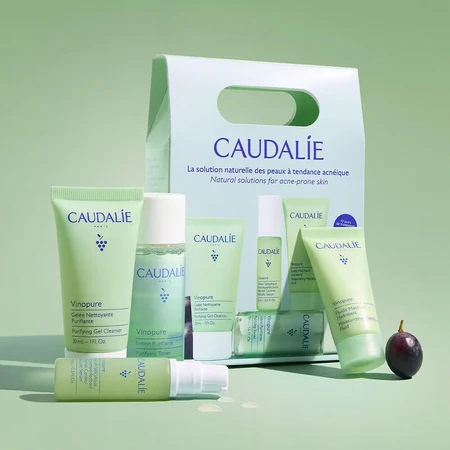 Caudalie Vinopure Starter Kit, face wash gel, 30 ml + toner, 50 ml + serum for imperfections, 10 ml + mattifying and moisturizing fluid, 15 ml