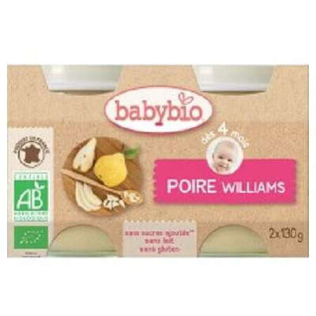 Biologische Williams perenmoes, +4 maanden, 2x 130g, BabyBio