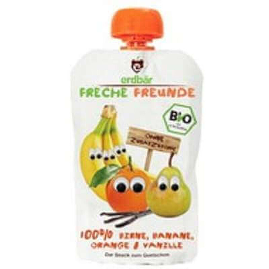 Organic pear, banana, orange and vanilla puree, 100 g, Erdbar