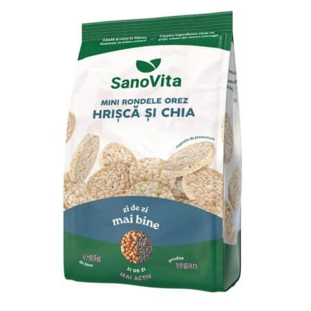 Mini rijstrondjes met boekweit en chia Sharing, 65 g, Sanovita