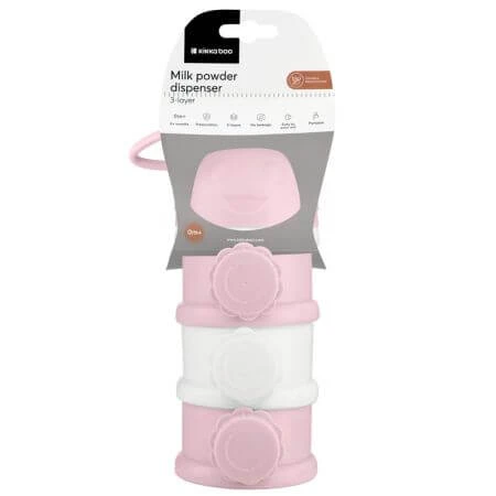 Melkpoederdispenser met 3 compartimenten, Roze, Kikka Boo