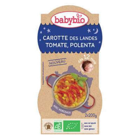 Biologische menupuree van tomaten, wortelen en zoete aardappel, +12maanden, 2X200g, BabyBio