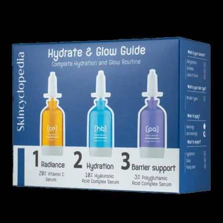 Hydrate & Glow Guide Hydraterende Serumset 3x15 ml, Skincyclopedie