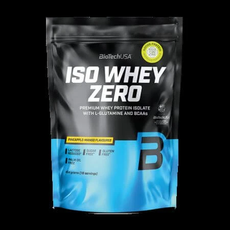 Premium wei-eiwitisolaat Iso Whey Zero, Ananas-Mango, 454 g, BioTechUSA