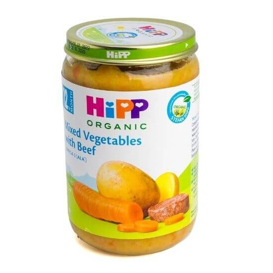 Puré con verduras mixtas y ternera, 220 gr, Hipp