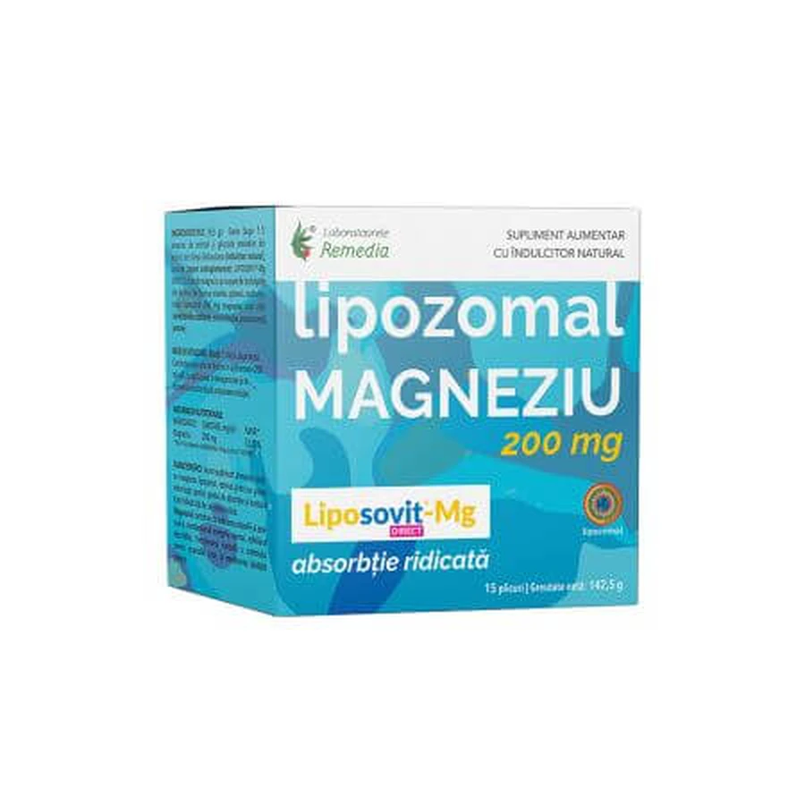 Magnez liposomalny, 200 mg, 15 saszetek, Remedia: ceny i cechy