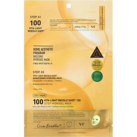 Vita-Light Reedle Shot 100 vitamine C hydrogel masker, 33 g + 1,5 g, VT Cosmetics