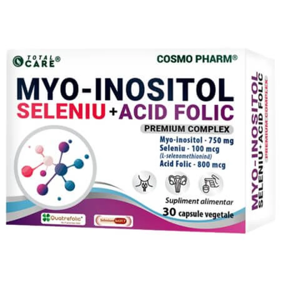 Myo-inositol + Selenium + Foliumzuur Premium Complex, 30 plantaardige capsules, Cosmo Pharm