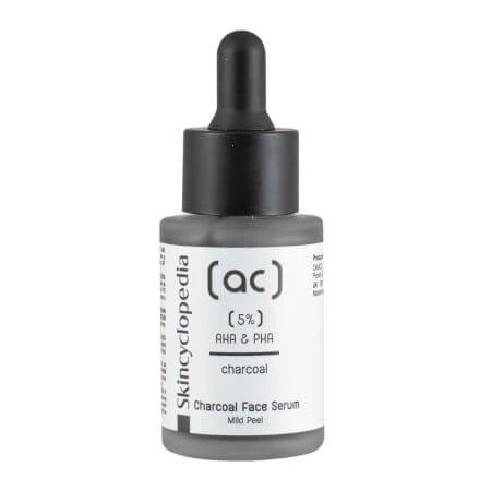 Exfoliërend Gezichtsserum met Houtskool en Complex 5% AHA + PHA, 30 ml, Skincyclopedia