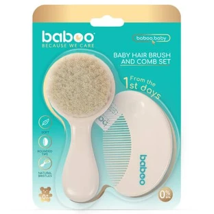 Ensemble brosse et peigne pour bébé, blanc, 0 mois+, Baboo