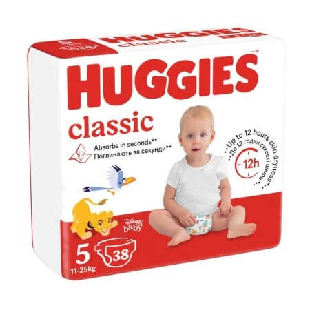 Luiers Classic Jumbo, nr. 5, 11-25 kg, 38 stuks, Huggies