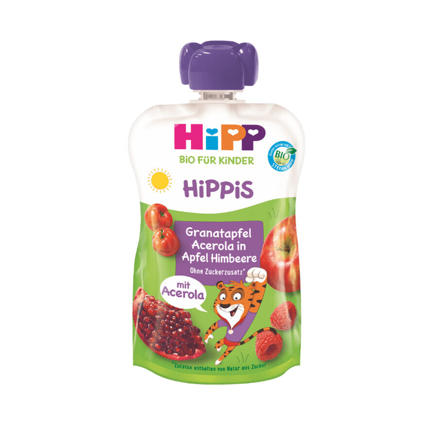 Vruchtenpuree met granaatappel, acerola, appel en framboos Hippis, 100 g, Hipp