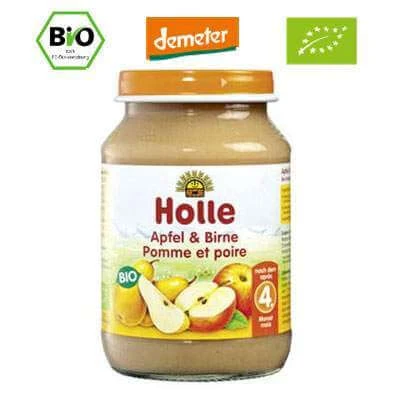 Eco appel- en perenmoes, +4 maanden, 190 g, Holle Babyvoeding