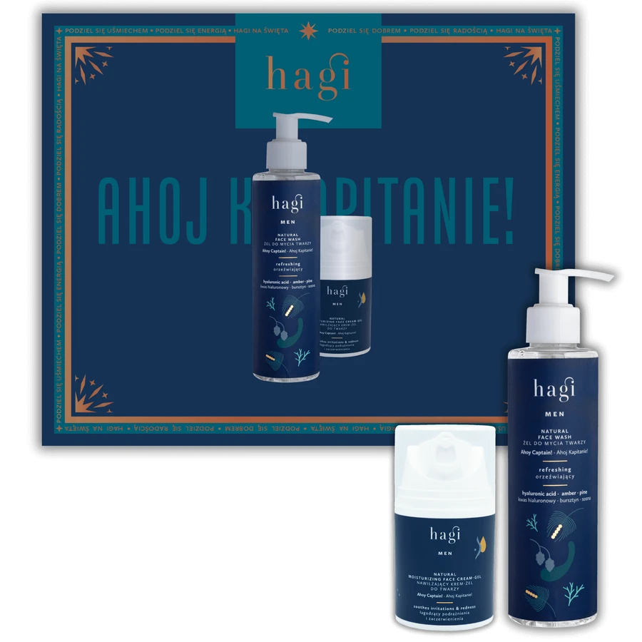 Set Hagi Men Ahoj Kapitan, gel de curățare facială, 200 ml + gel-cremă hidratantă pentru față, 50 ml
