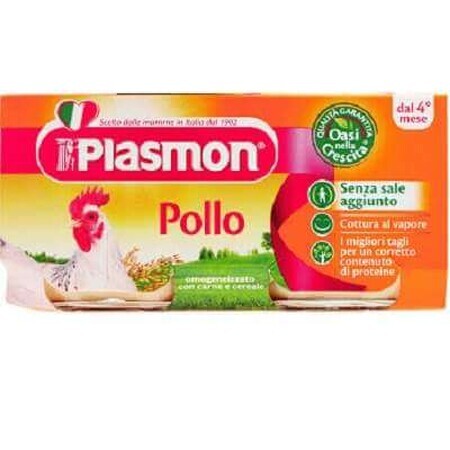 Gehomogeniseerde kippenpuree +4 maanden, 2 stuks, 80 gr, Plasmon