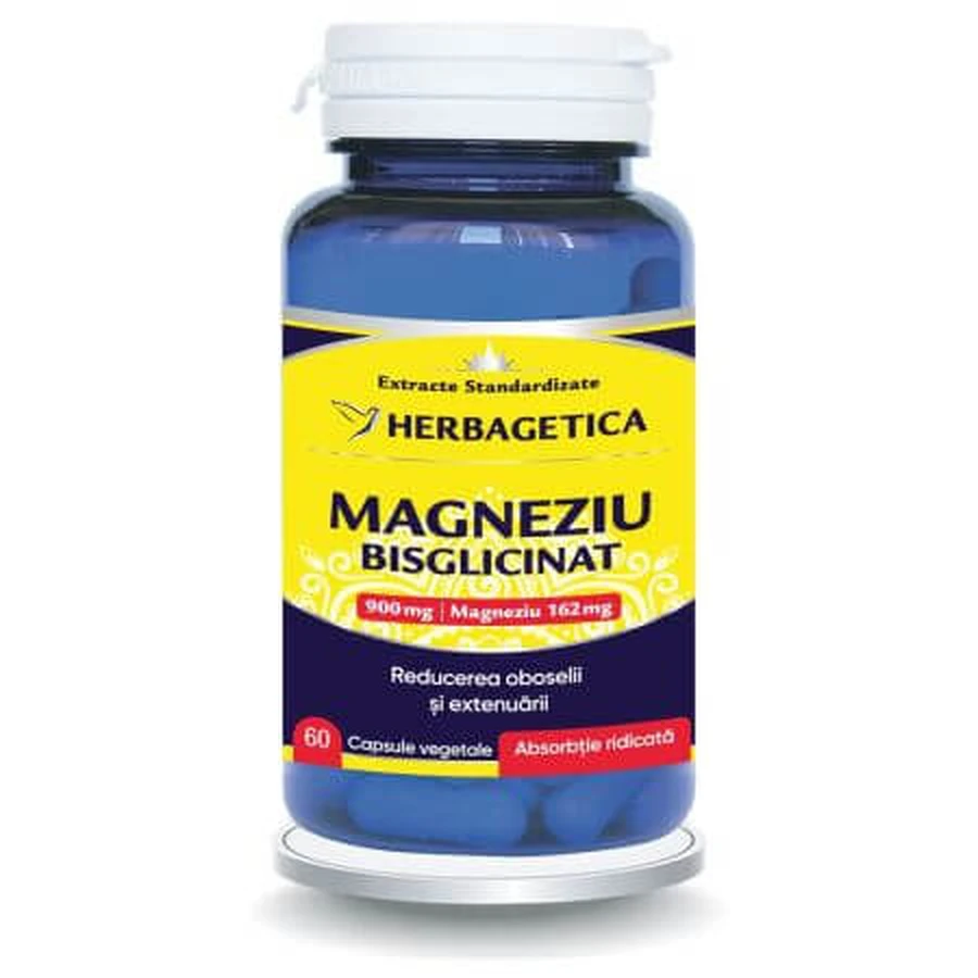 Magnesiumbisglycinaat, 60 vegetarische capsules, Herbagetica
