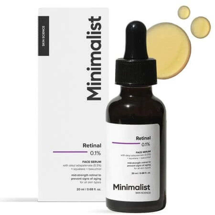 Serum do twarzy z retinalem 0,1%, 20 ml, minimalistyczne: ceny i cechy