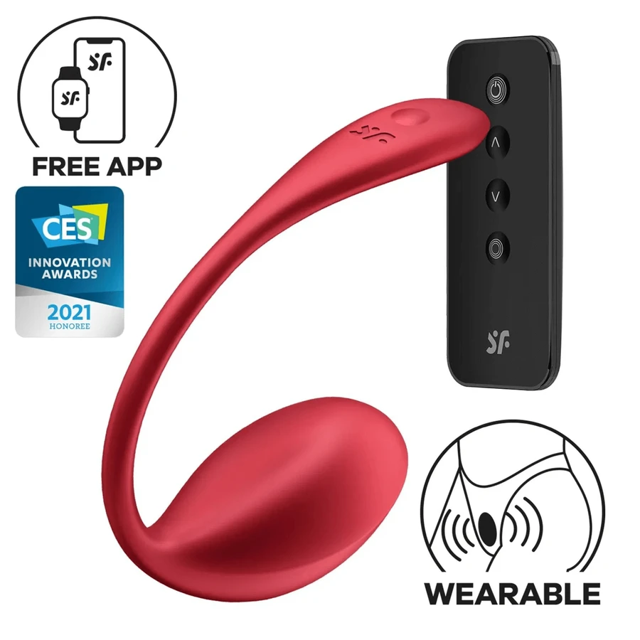 Satisfyer glanzend bloemblad, vibrerend ei, rood, 1 stuk