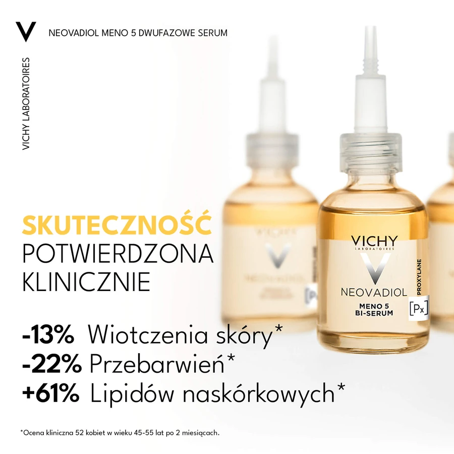 Set Vichy Neovadiol Meno 5, biphasisches Serum, straffend und gleichmäßiger Ton, 30 ml + Tageslotion, 50 ml + leichtes Fluid SPF 50+, 15 ml + Kosmetiktasche gratis