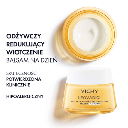 Set Vichy Neovadiol Meno 5, biphasisches Serum, straffend und gleichmäßiger Ton, 30 ml + Tageslotion, 50 ml + leichtes Fluid SPF 50+, 15 ml + Kosmetiktasche gratis