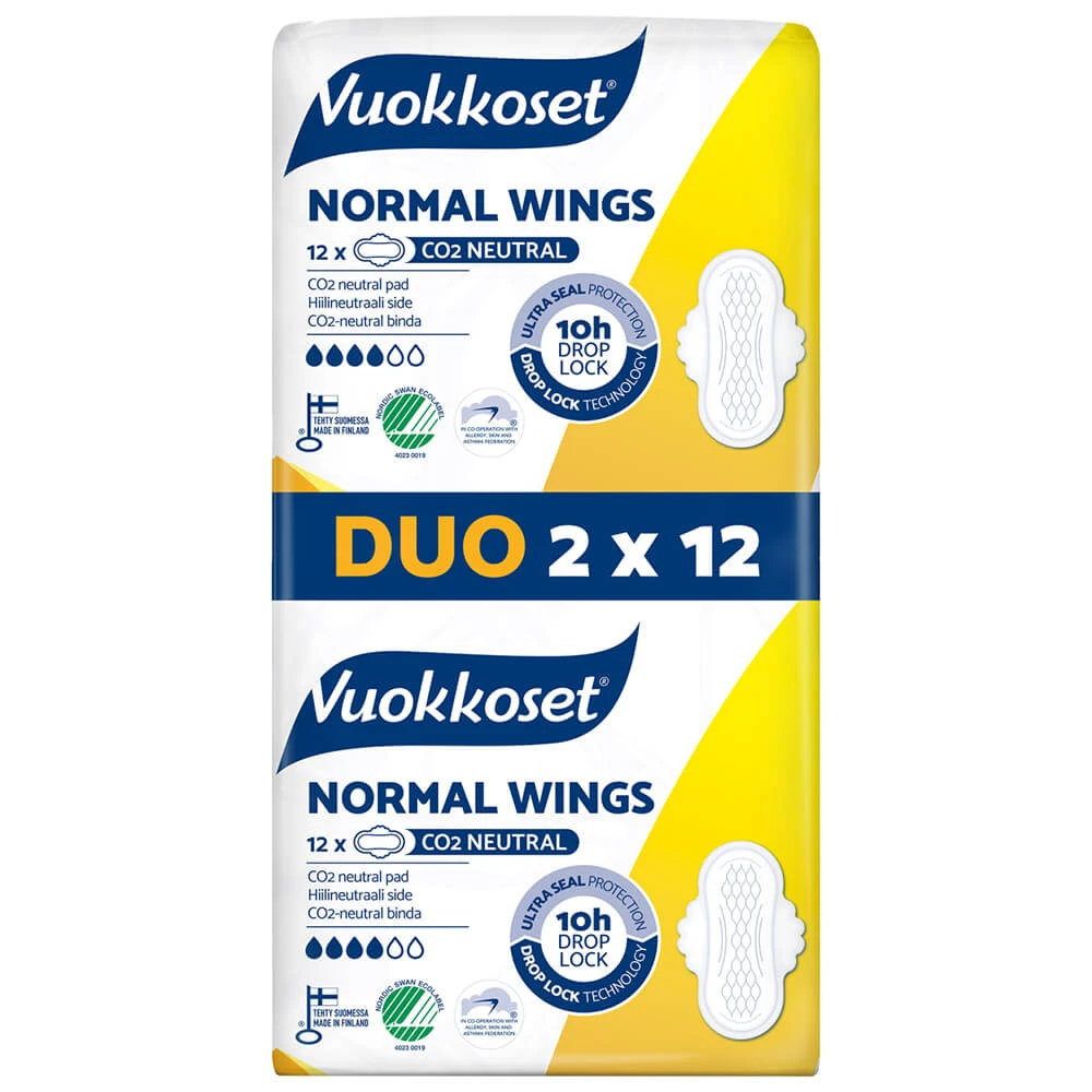 Vuokkoset Wit, maandverband met vleugels, Normaal, 2 x 12 stuks