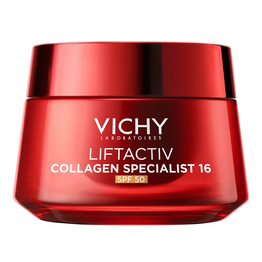 Set Vichy Liftactiv Collagen Specialist 16, Crema giorno, SPF 50, 50 ml + Crema viso, Stock, 50 ml + Fluido leggero SPF 50+, 15 ml + borsa cosmetica in omaggio