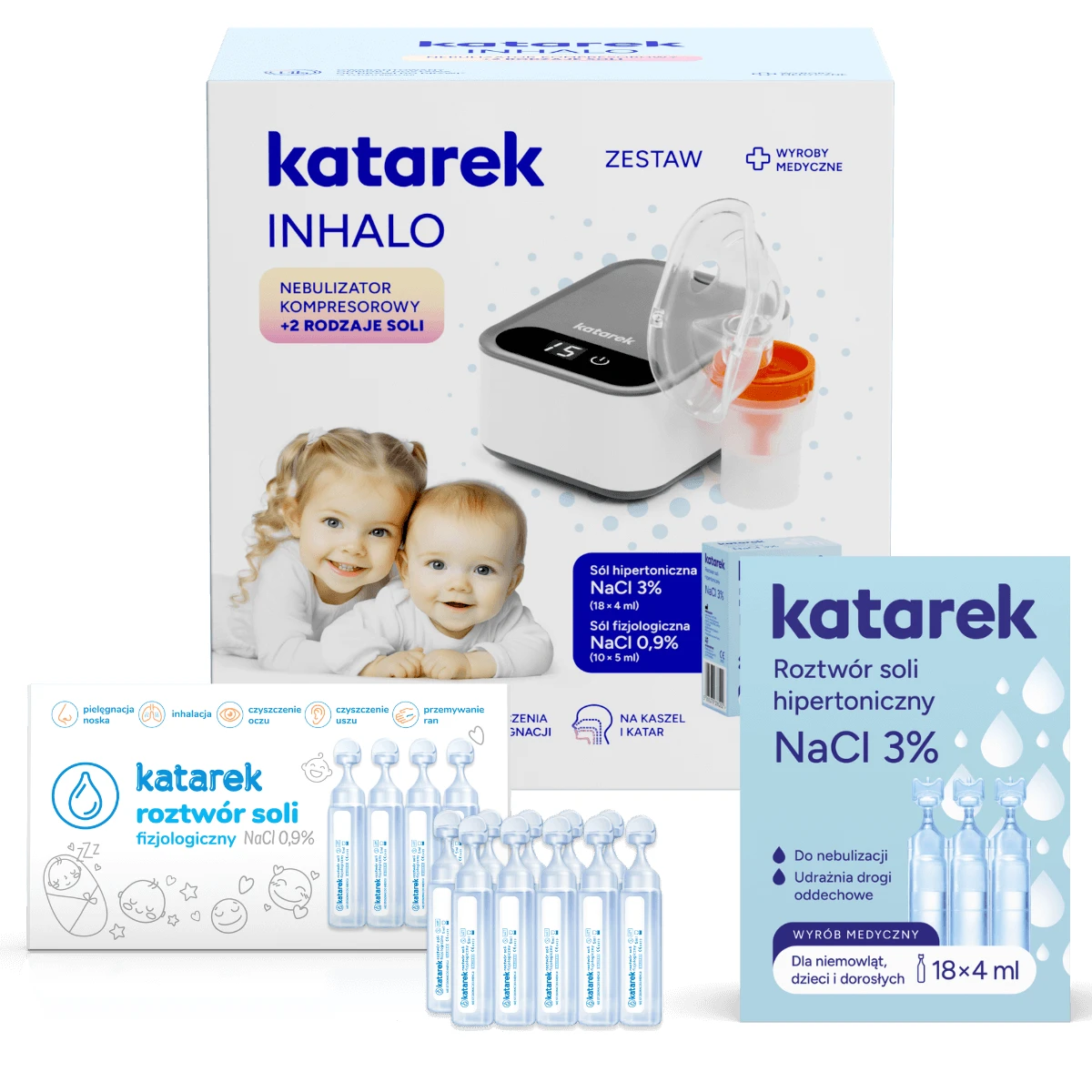Katarek Inhalo, compressor vernevelaar + 2 soorten zout