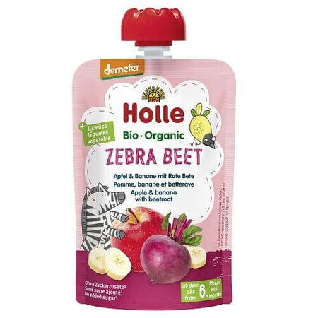 Sachet de bananes et betteraves biologiques, +6 mois, 100 g, Holle Baby Food